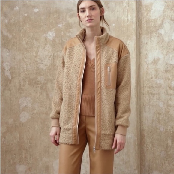 Staud Scrabble Faux Leather Fleece Coat size small - Picture 1 of 5